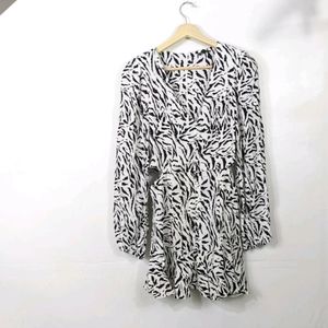 AFRM NWT Black White Zebra Print Monna Mini Cutout Dress
